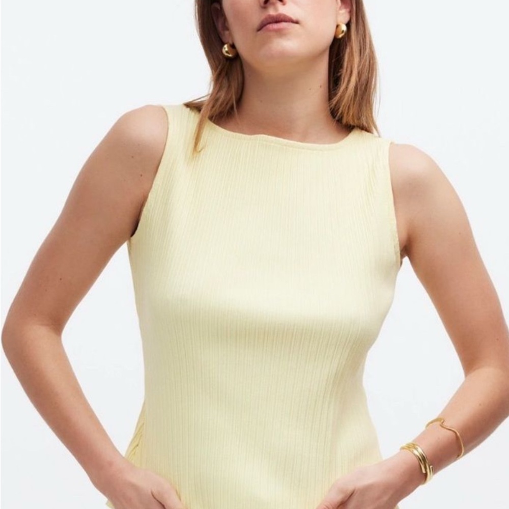 Madewell Light Yellow Ribbed Top
